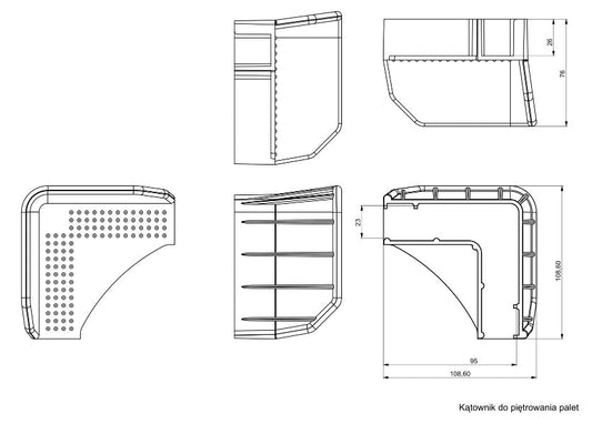 Narożnik pasa do palet KP Pallet 108x108 czarny